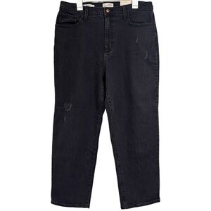 Universal Thread Black Distressed Vintage Straight Denim Jeans Size 16 NWT